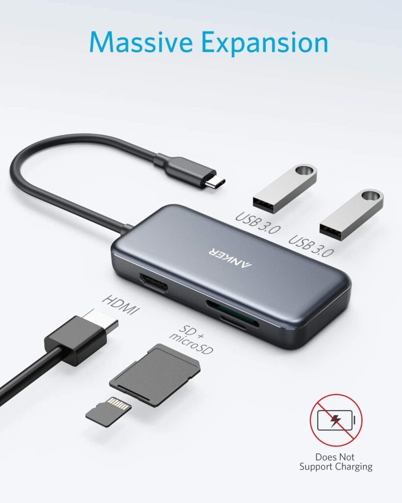 Anker Premium 5-in-1 USB-C Hub- Gray